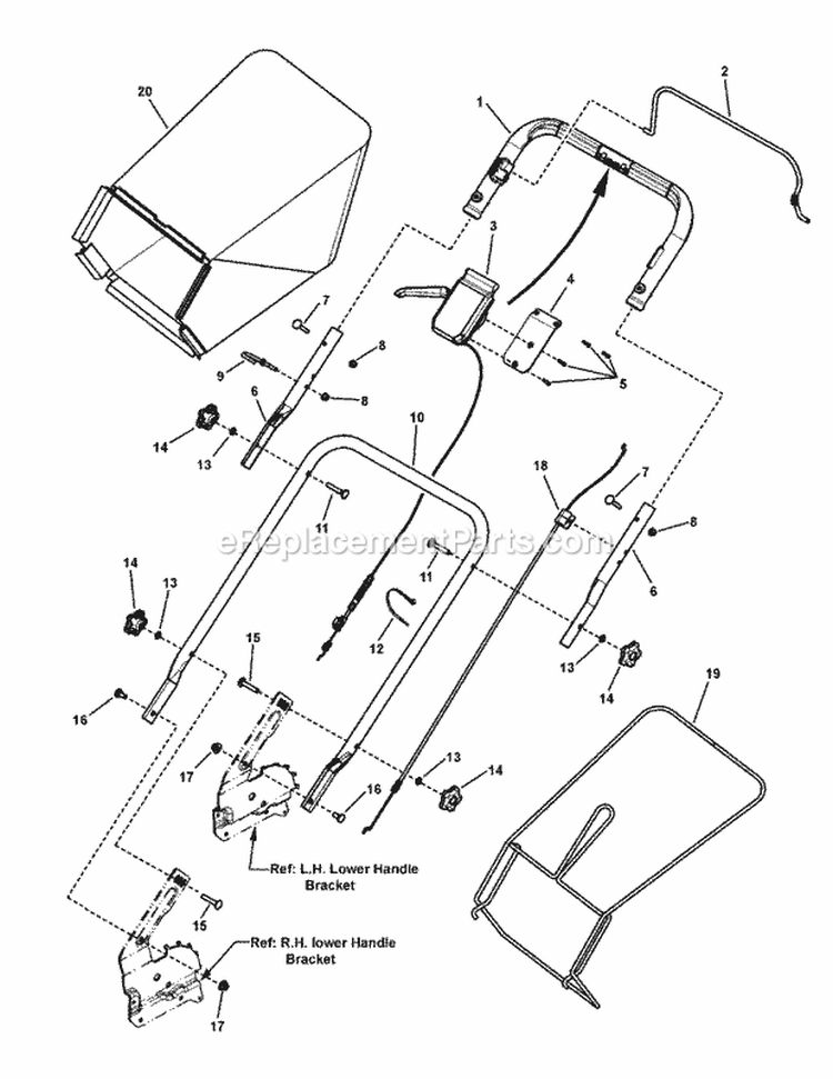 Handles  Controls Diagram and Parts List for 7800831 Snapper Lawn Mower