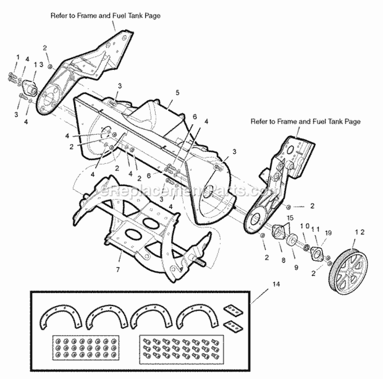 Auger And Housing Group Diagram and Parts List for 7800080 Snapper Snow Blower