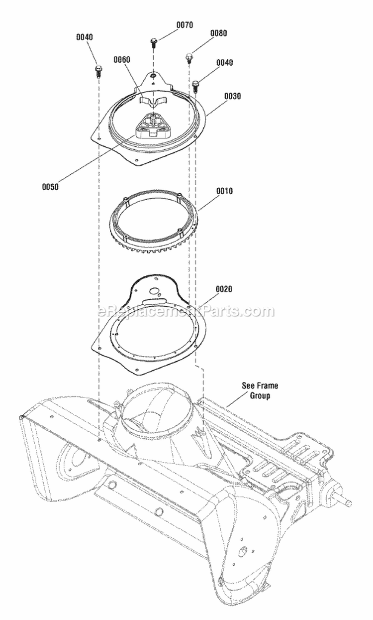 Chute Rotation Group - Manual Diagram and Parts List for  Snapper Snow Blower