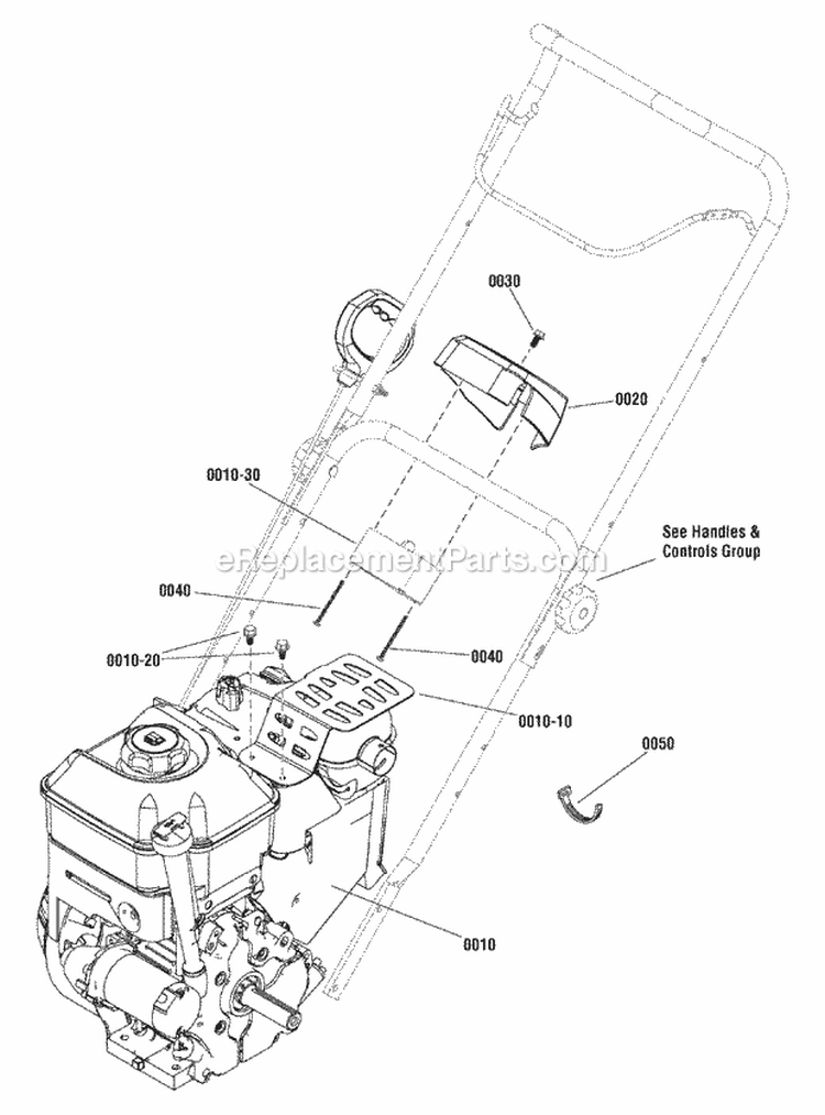 Engine Group Diagram and Parts List for 1695884 Snapper Snow Blower