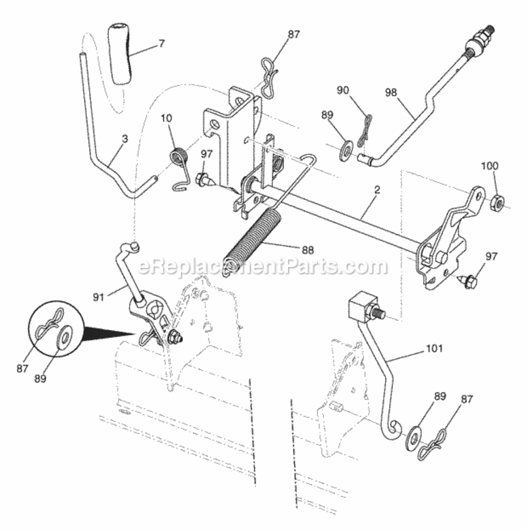 Mower_Lift_Group Diagram and Parts List for 2691202-00 Snapper Lawn Tractor