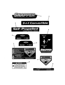 Decals Diagram and Parts List for NSP2265 Snapper Lawn Mower