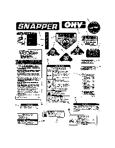 Decals Diagram and Parts List for  Snapper Lawn Mower
