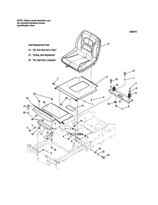 Seat Mount/Floor Diagram and Parts List for  Snapper Lawn Mower