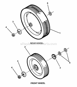 Wheels Front  Rear Diagram and Parts List for 7800038 Snapper Lawn Mower