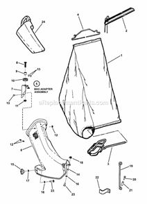 Grass Bag  Accessories Diagram and Parts List for 7800038 Snapper Lawn Mower