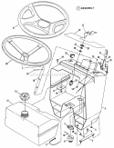 Steering Wheel Console Fuel Tank Diagram and Parts List for  Snapper Lawn Tractor