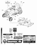 Decals Group - 42 46  52 Deck Diagram and Parts List for  Snapper Lawn Tractor