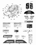 Decals Diagram and Parts List for  Snapper Lawn Tractor
