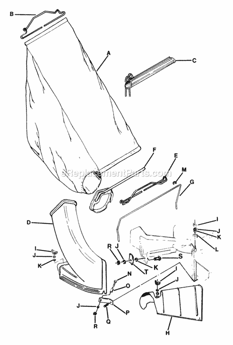 Side Chute Adapter Grass Bag Diagram and Parts List for  Snapper Lawn Mower