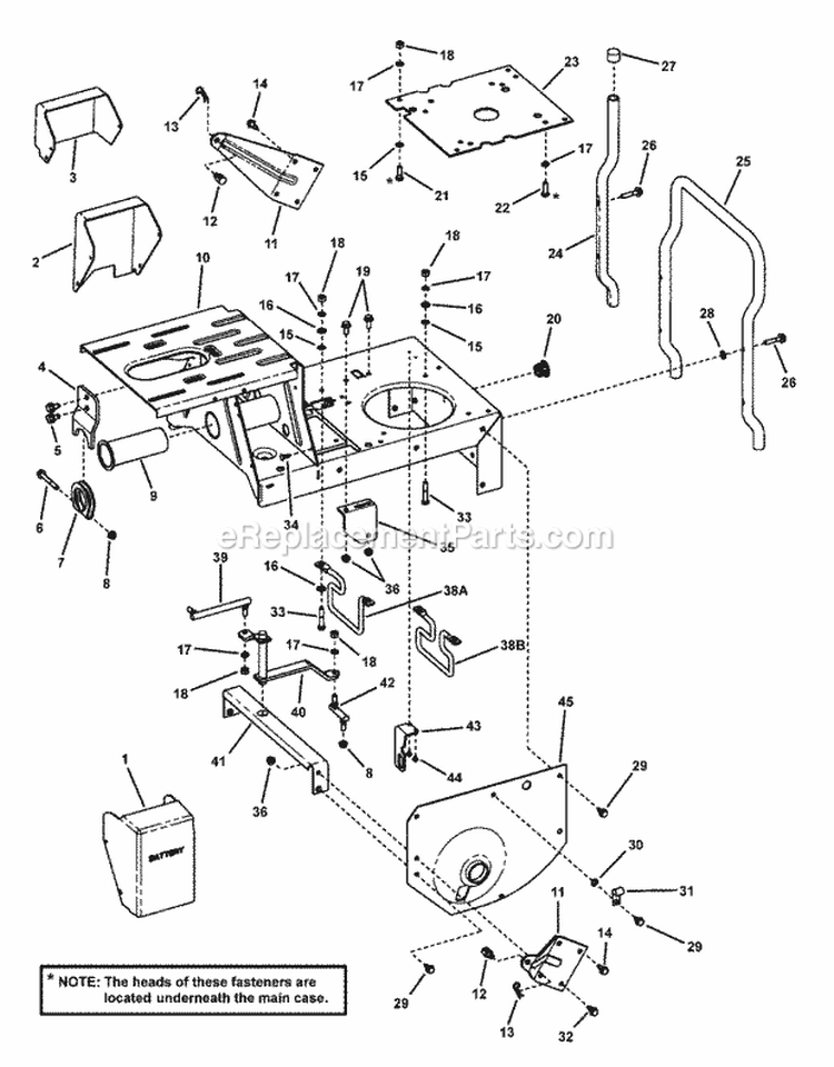 Main Case  LH Fender Diagram and Parts List for 84878 Snapper Lawn Tractor