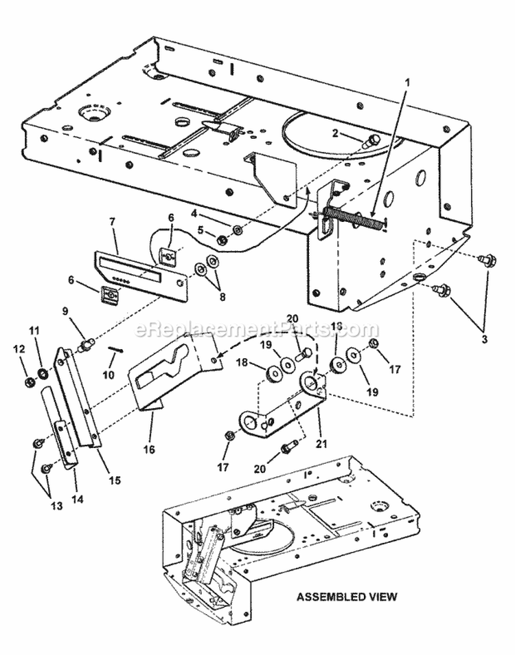 Yoke Lift Components Diagram and Parts List for 84878 Snapper Lawn Tractor