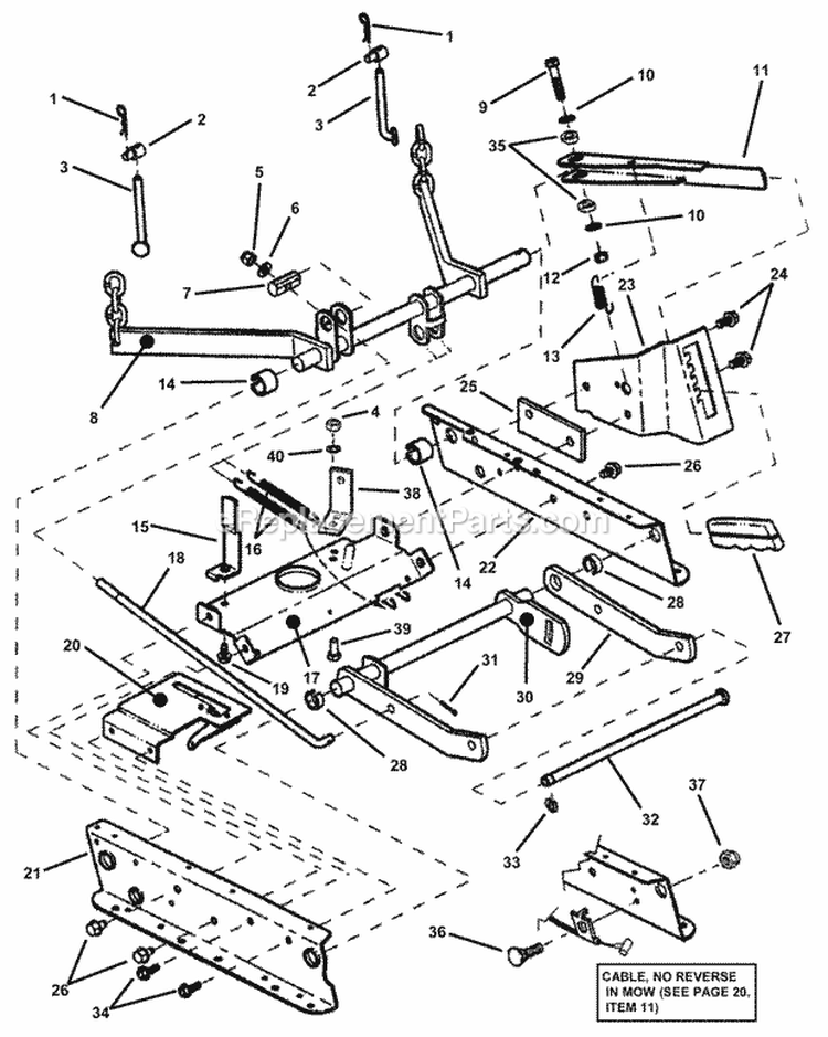 Rails Lift Arms Cam Lift Diagram and Parts List for 84701 Snapper Lawn Tractor