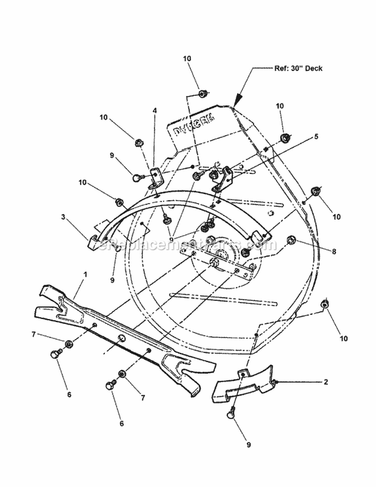 30 Deck Recycling Components Diagram and Parts List for 7084941 Snapper Lawn Tractor