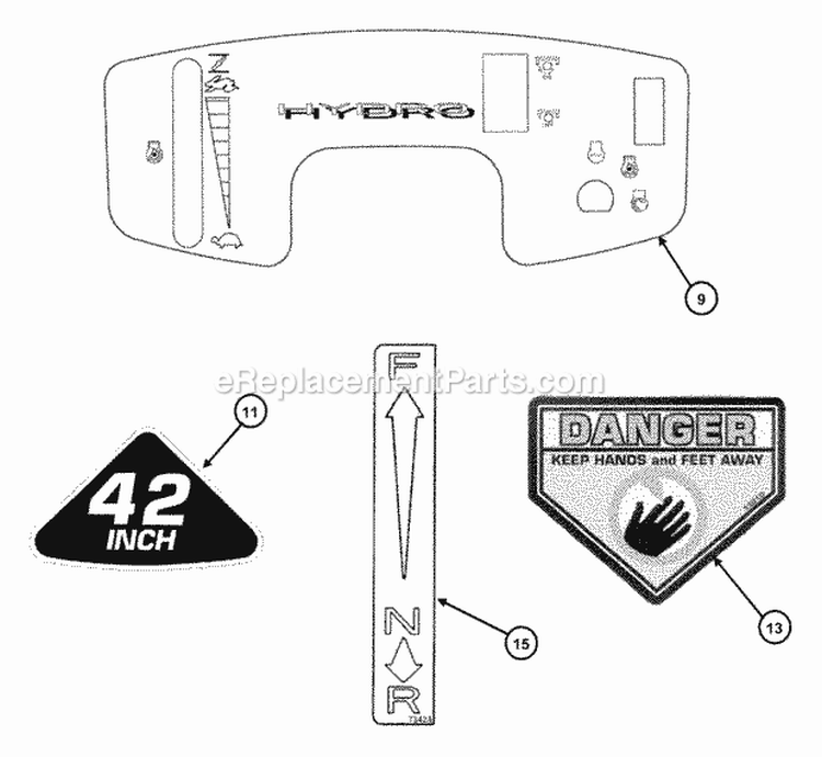 Decals (Part 2) Diagram and Parts List for 84658 Snapper Lawn Tractor