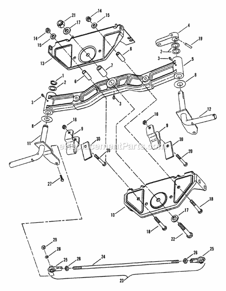 Cast Front Axle Diagram and Parts List for 84658 Snapper Lawn Tractor