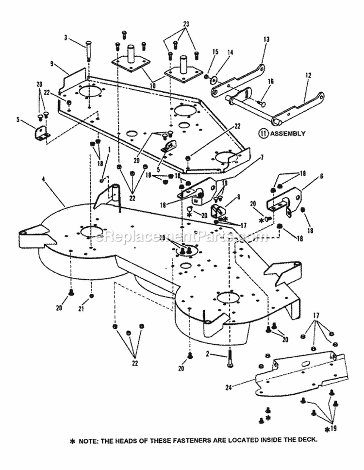 48 Cutting Deck Assembly (Series H) Pt1 Diagram and Parts List for 84725 Snapper Lawn Tractor