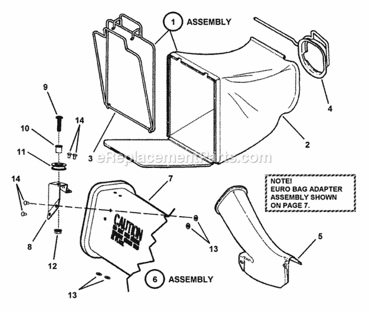 Accessory - Grass Bag Diagram and Parts List for  Snapper Lawn Mower