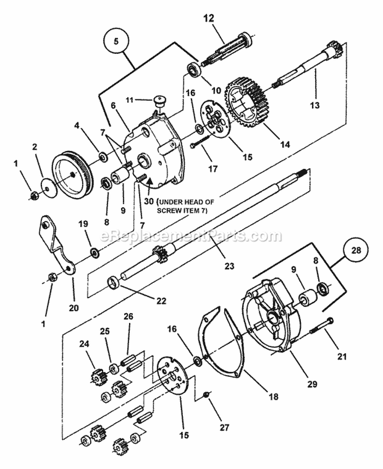 Transmission (Differential) Diagram and Parts List for  Snapper Lawn Mower