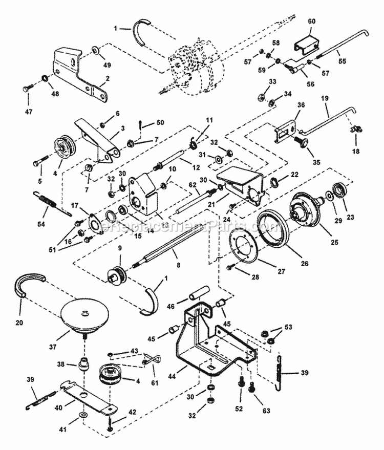 Drive System Self-Propelled Diagram and Parts List for  Snapper Lawn Mower