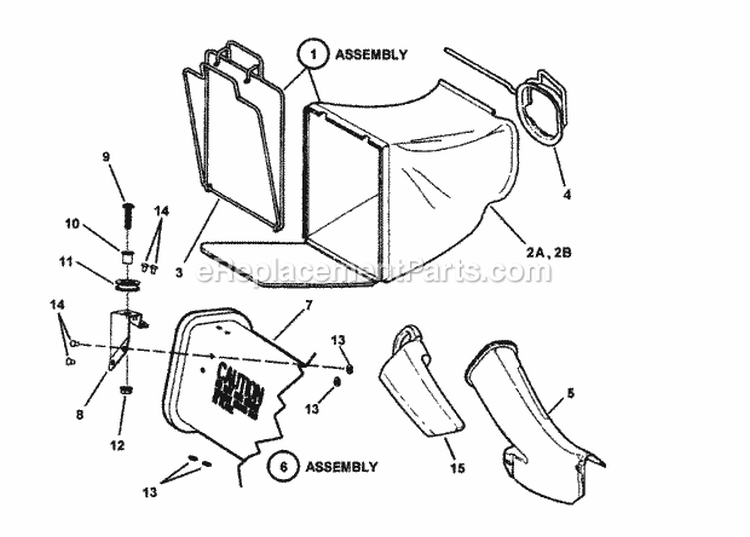 Grass Bag Accessory Diagram and Parts List for 84322 Snapper Lawn Mower