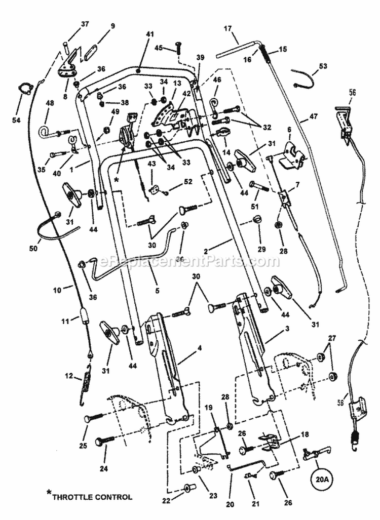 Handles  Controls Diagram and Parts List for 84322 Snapper Lawn Mower