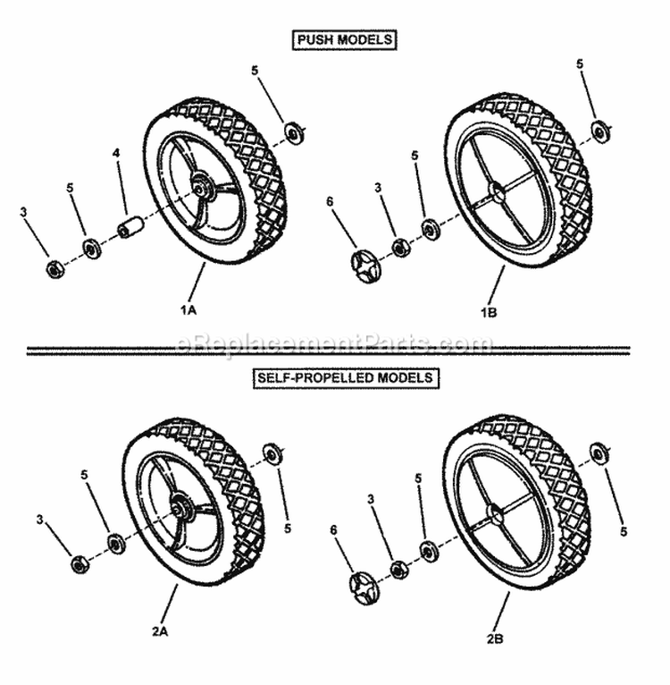 Rear Wheels Diagram and Parts List for 84322 Snapper Lawn Mower