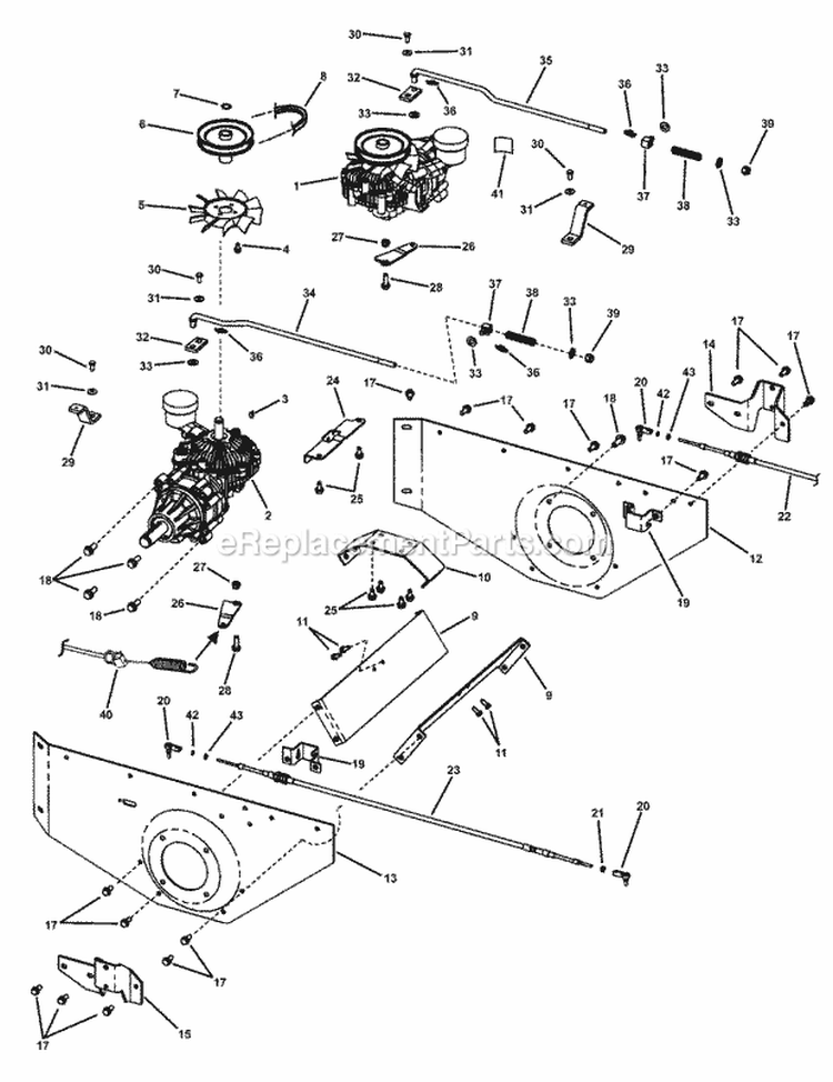 Fender  Transaxle Assembly Diagram and Parts List for 84943 Snapper Lawn Tractor