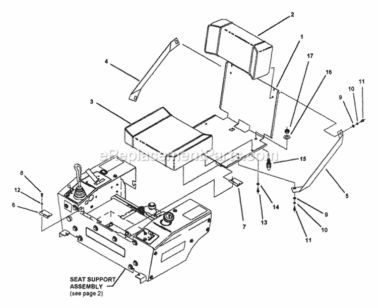 Seat Assembly Diagram and Parts List for  Snapper Lawn Tractor Accessories