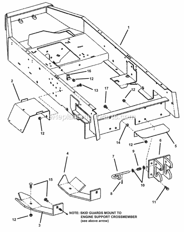 Lower Chassis Assembly Diagram and Parts List for  Snapper Lawn Tractor