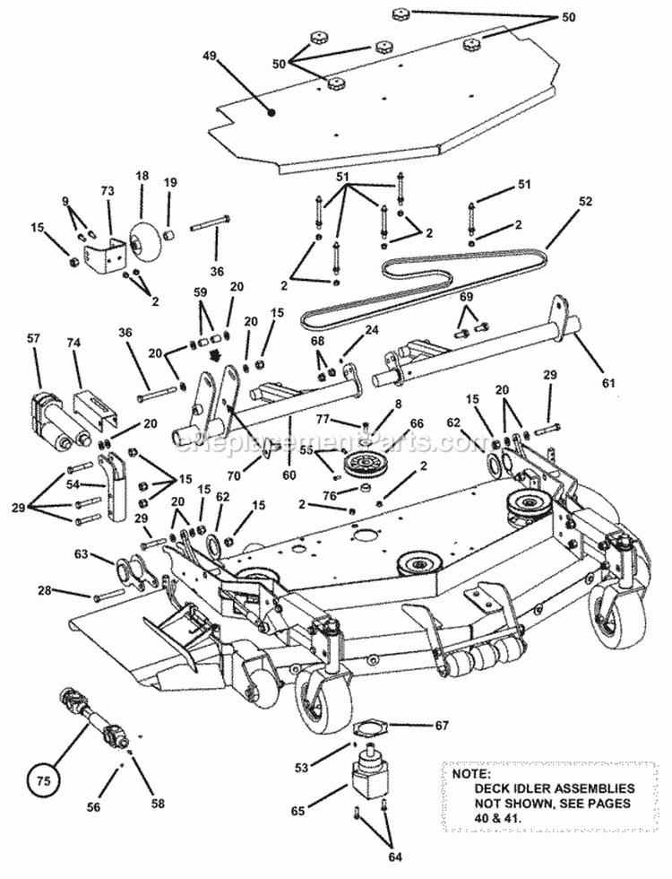 61 Mower Deck Assembly (Part 2) Diagram and Parts List for  Snapper Lawn Tractor