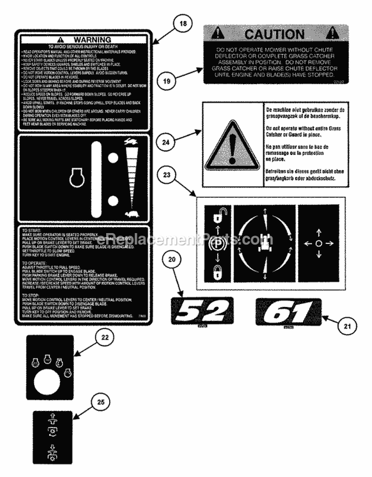 Decals (Part 3) Diagram and Parts List for  Snapper Lawn Tractor