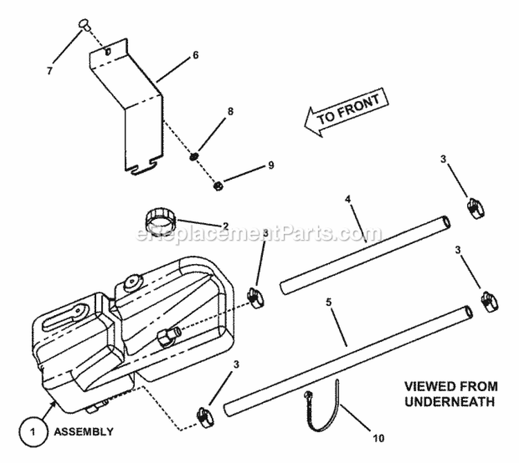 Hydro Reservoir Assembly (Left Hand) Diagram and Parts List for  Snapper Lawn Tractor