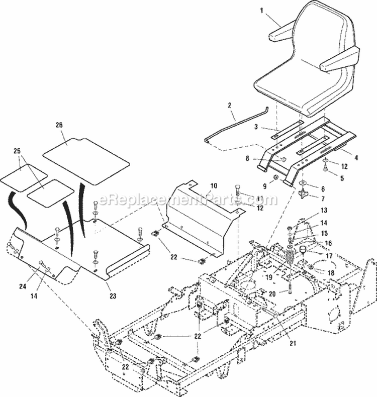 Seat Kickplate Floor Group Diagram and Parts List for 5091003 Snapper Lawn Tractor