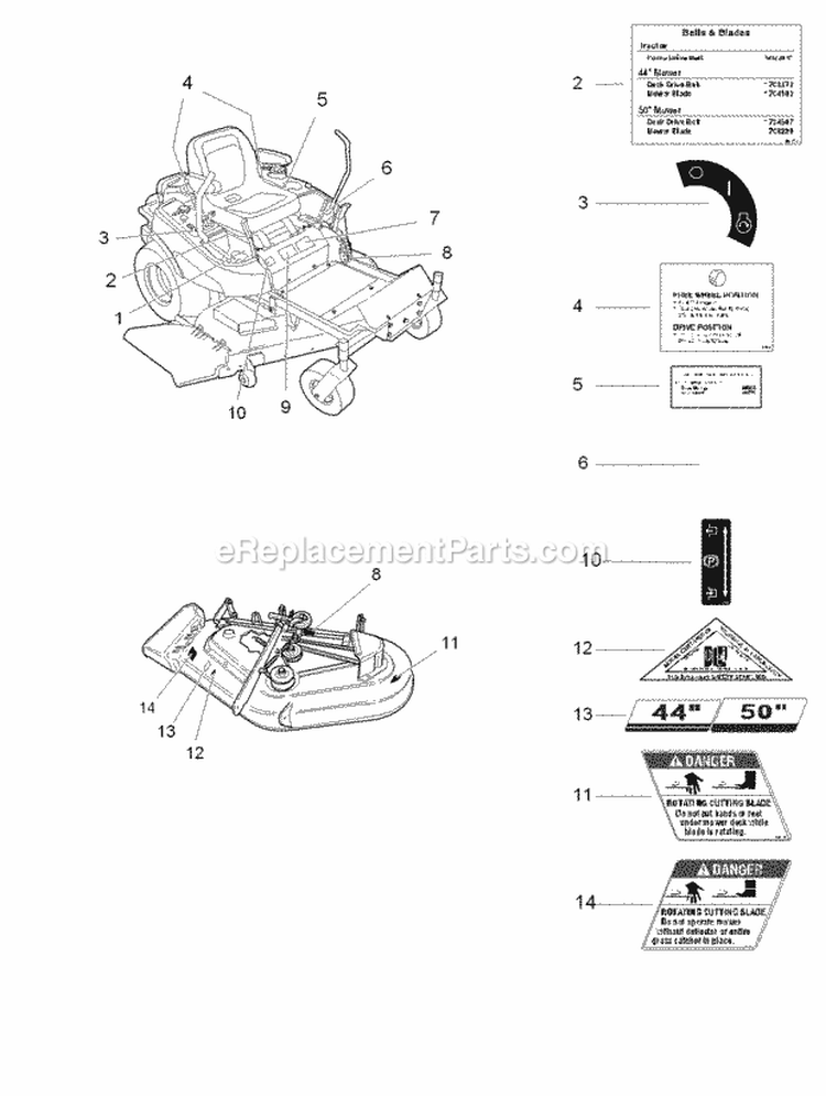 Decals Group - Safety  Common Diagram and Parts List for 5091003 Snapper Lawn Tractor