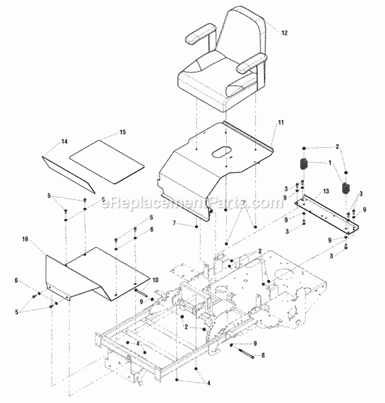 Seat  Kickplate Group Diagram and Parts List for 5900610 Snapper Lawn Tractor