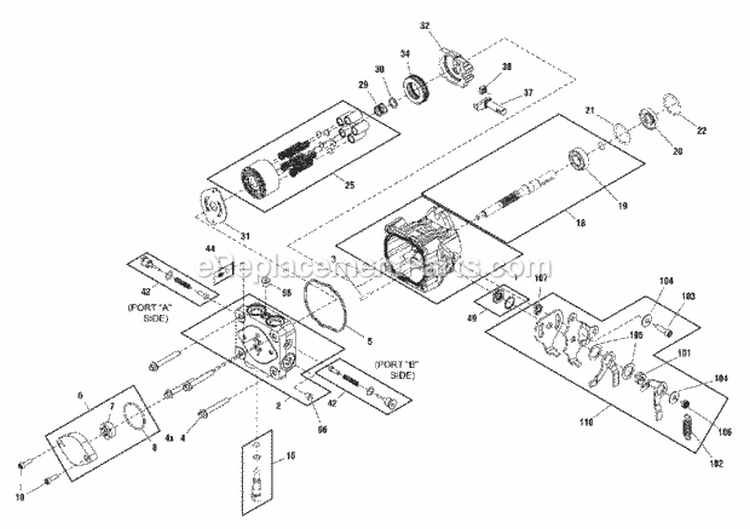 Hydraulic Pump Service Parts - BdpPg Series Diagram and Parts List for 5900610 Snapper Lawn Tractor