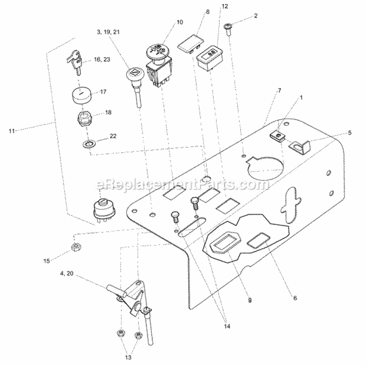 Control Group Panel Diagram and Parts List for 5900610 Snapper Lawn Tractor