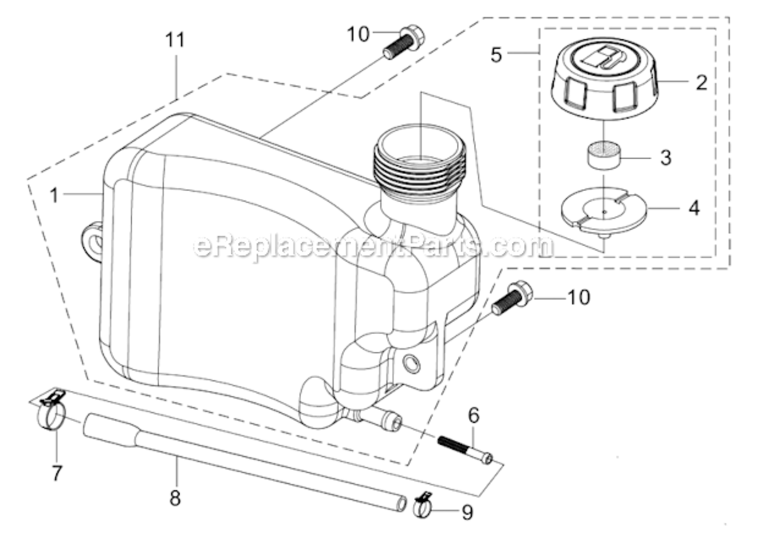 Fuel_Tank Diagram and Parts List for  Southland Lawn Mower