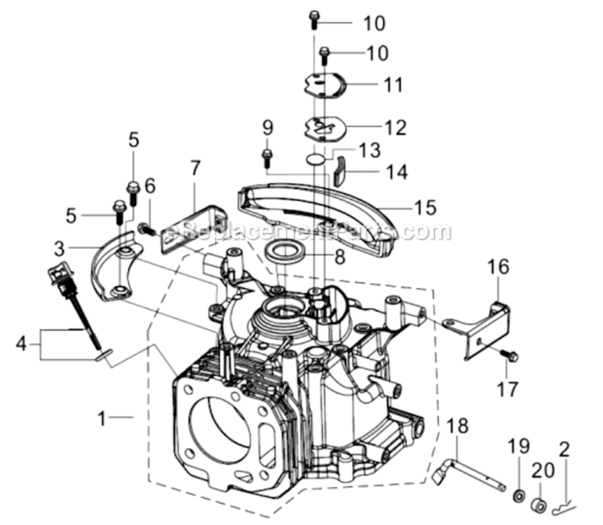 Crankcase Diagram and Parts List for  Southland Lawn Mower