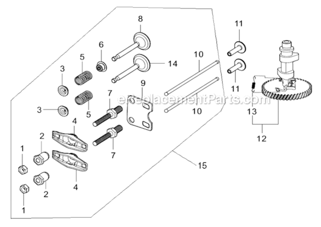 Camshaft Diagram and Parts List for  Southland Lawn Mower