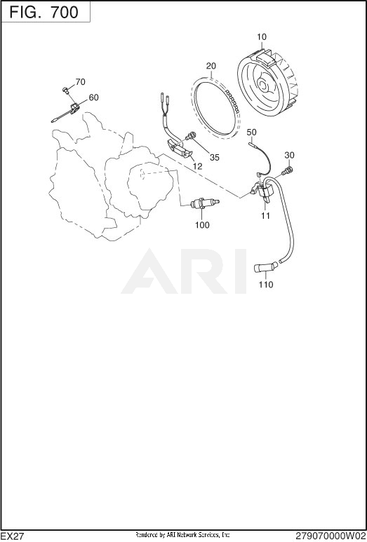 700 Electric Device Diagram and Parts List for  Subaru Engine
