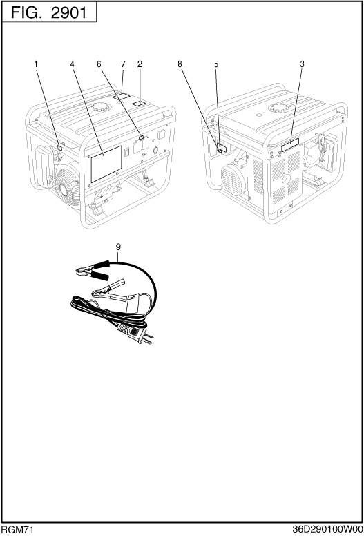 Accessorieslabel Diagram and Parts List for RGM71018010 RGX7100 Subaru Generator