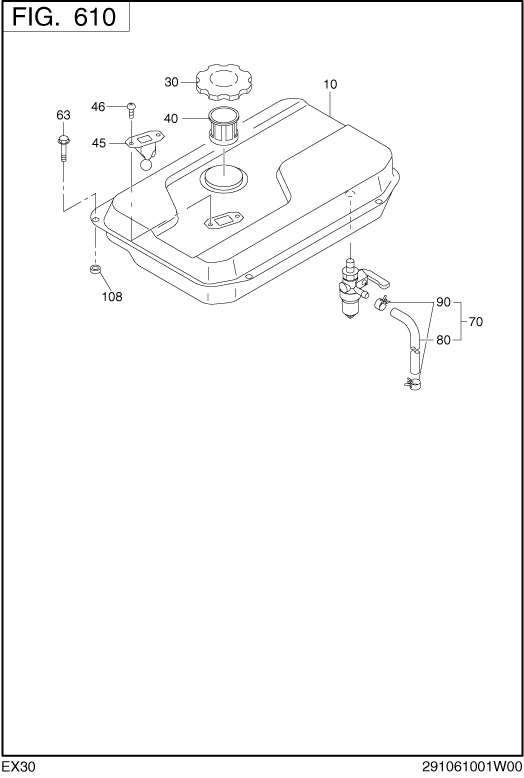 Fuel Lubricant Diagram and Parts List for EX300 Subaru Engine