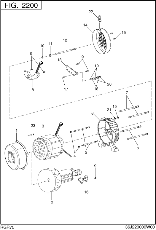 Generator Diagram and Parts List for RGR75052500 SGX7500 Subaru Generator