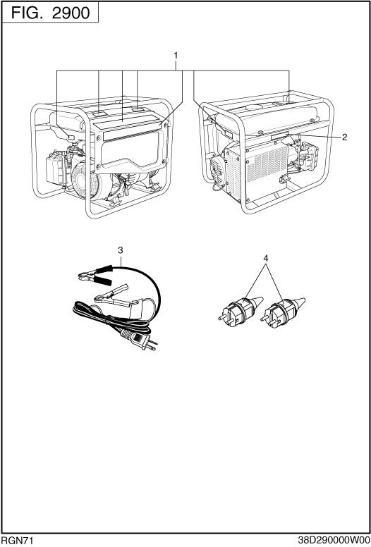 Accessories Label Diagram and Parts List for RGN71026000 RGN7100 Subaru Generator