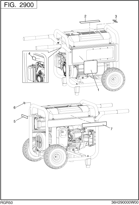 Accessories Label Diagram and Parts List for RGR50023000 SGX5000 Subaru Generator