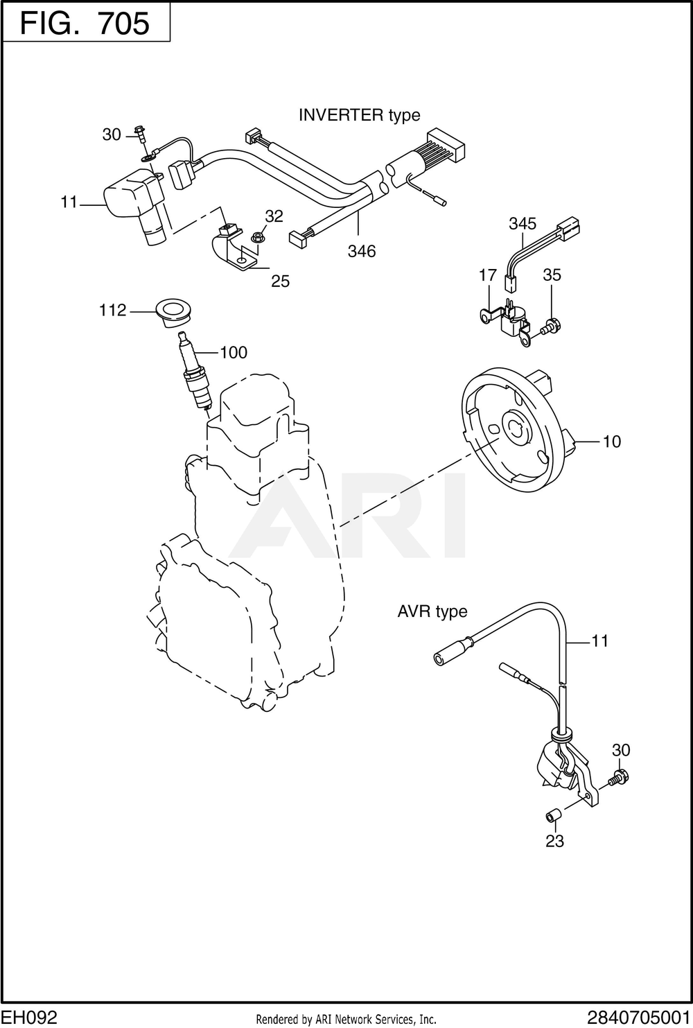 705 Electric Device Diagram and Parts List for RGS17023080  Subaru Generator