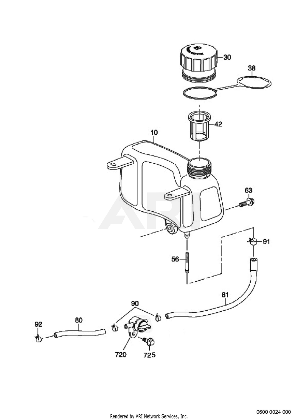600 Fuel System Diagram and Parts List for  Subaru Engine
