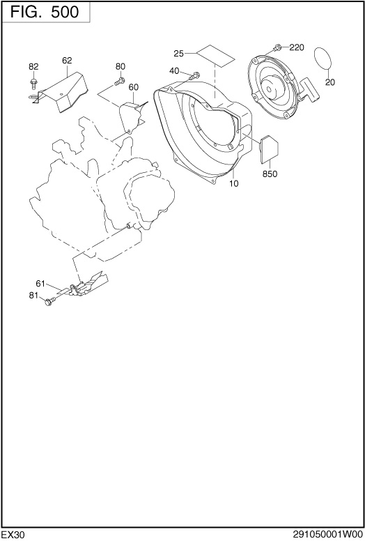 Cooling Starting Diagram and Parts List for EX300 Subaru Engine